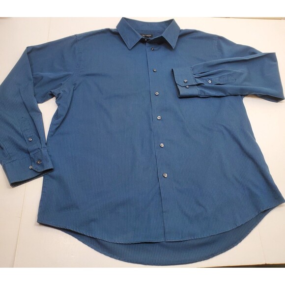 Men’s Van Heusen Navy Blue Long Sleeve Button Down Dress Shirt Size XL 17/17 1/2 - Picture 3 of 10